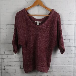 AMERICAN RAG BURGUNDY 1/2 SLEEVE SCOOP NECK CROPPED KNIT SWEATER SIZE SMALL